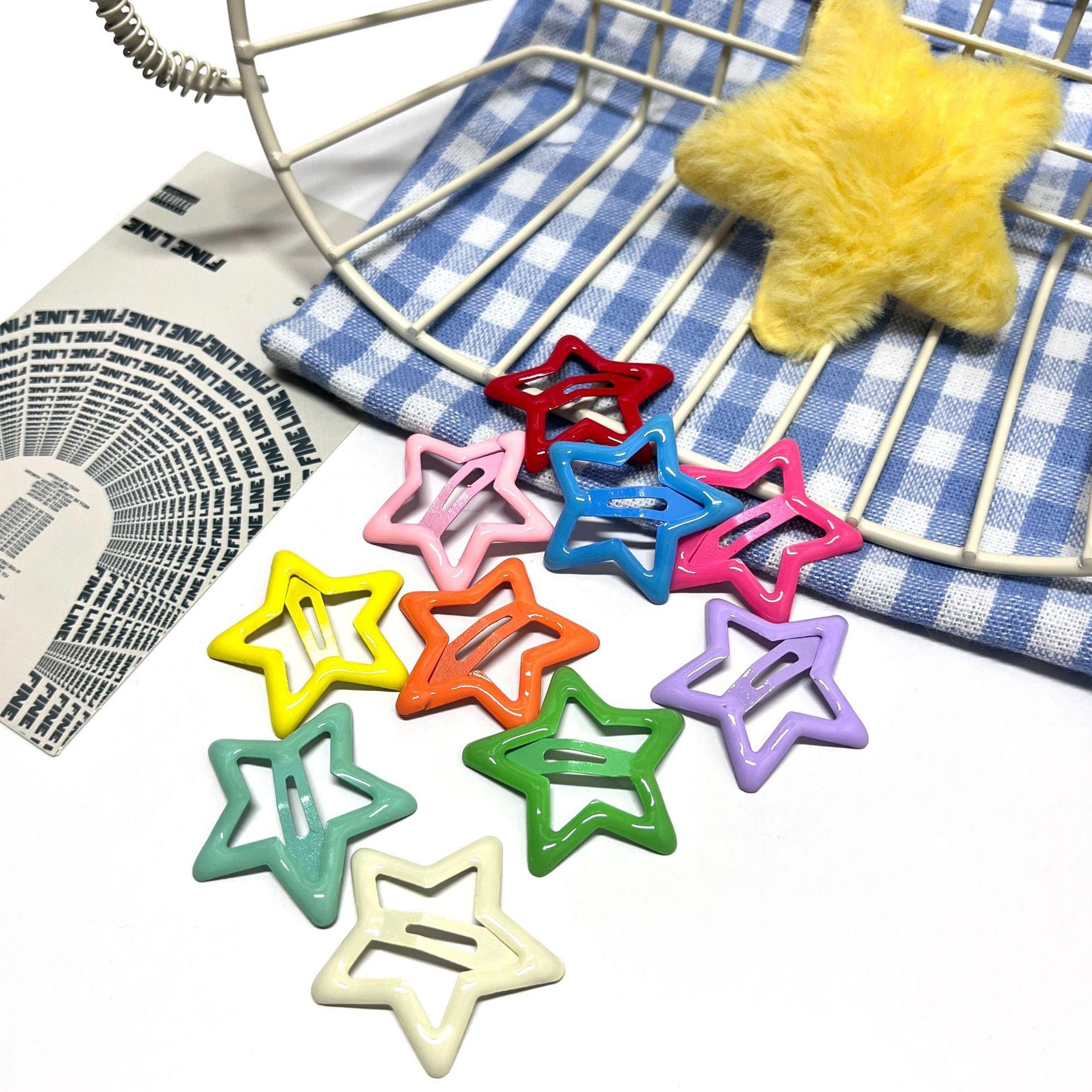 Cute Children s Fashion Hair Decoration Accessory for Girls Kids Five-pointed Star Clips разноцветные