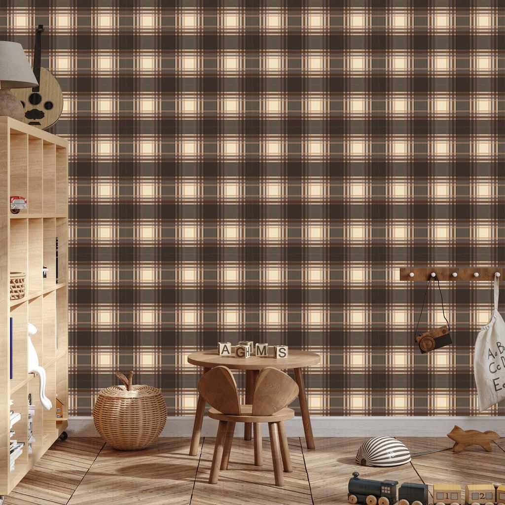 Brown and Rust Checkered Wallpaper for Living Room and Bedroom 50x1000