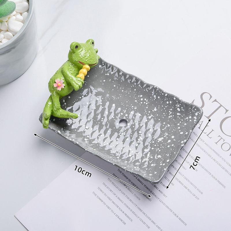 Creative Animal Teddy Dog Soap Dish, Resin Personalized Drain Soap Holder Bathroom Toilet Cute Cartoon Small Soap Box