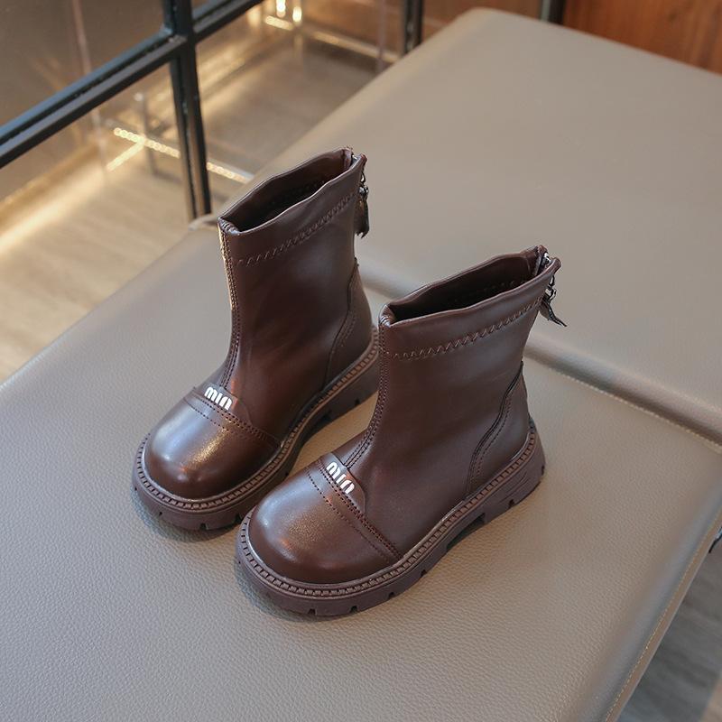 

Ботинки для девочек, новая детская мода, короткие рукава, ботинки Martin, одинарные ботинки, кожаные ботинки принцессы, иностранный стиль, дети среднего возраста 36 коричневый