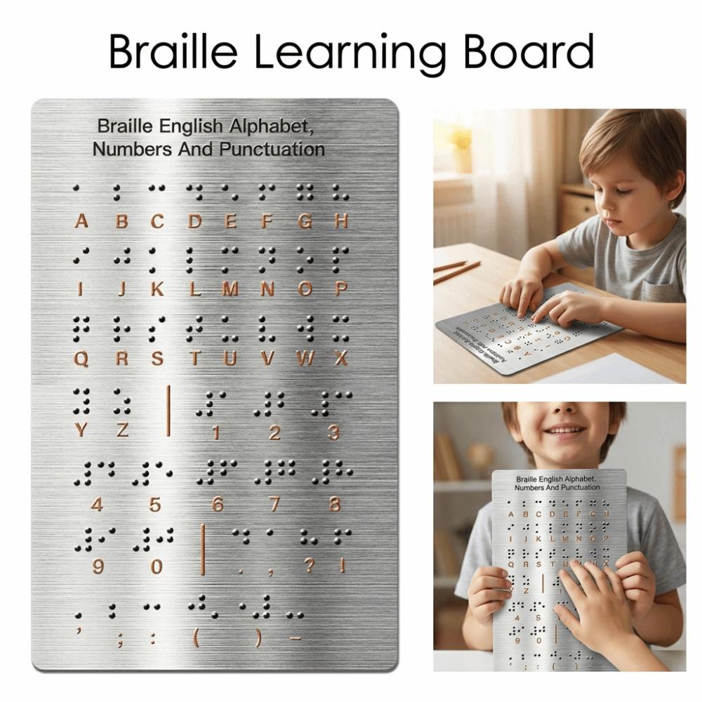 לוח אותיות ברייל מאלומיניום פנל אותיות ומספרים טקטילי מקצועי לילדים עיוורים למידה