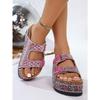 Thick-soled Rhinestone European and American Sandals 2025 Summer Plus Size Belt Buckle Soft-soled Flip-flops Women