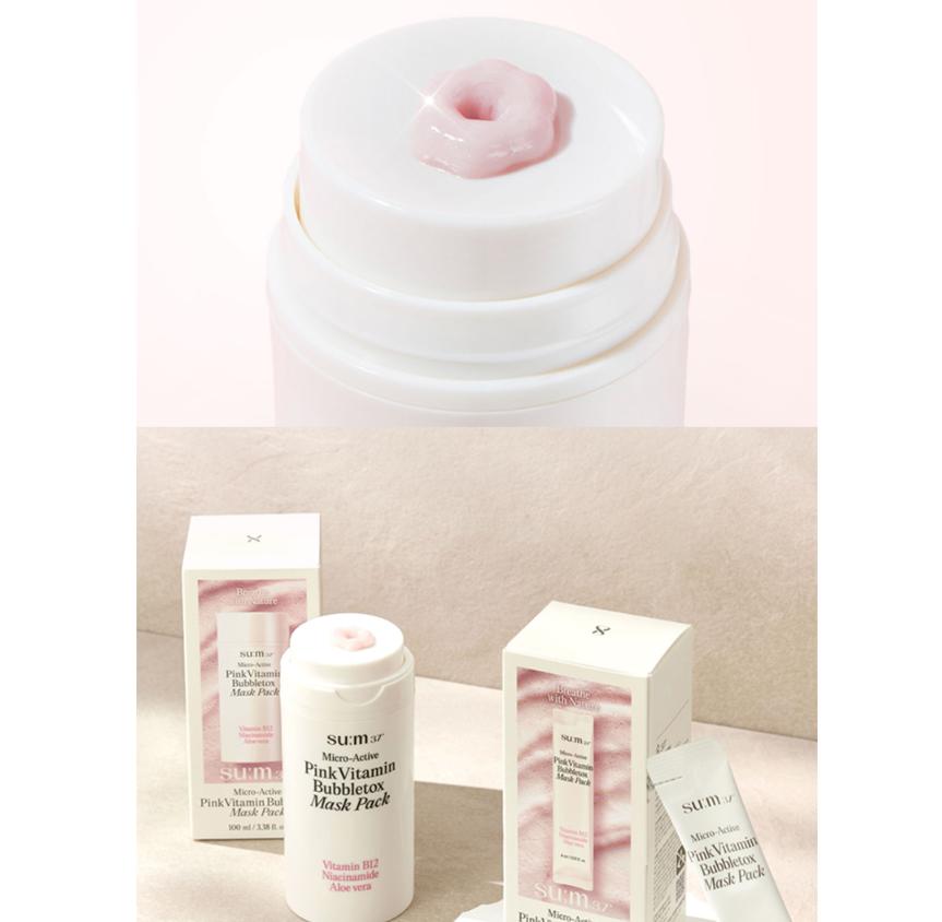 SUM37 Micro-Active Pink Vitamin Bubbletox Mask 100ml – Brightening & Pore Cleansing