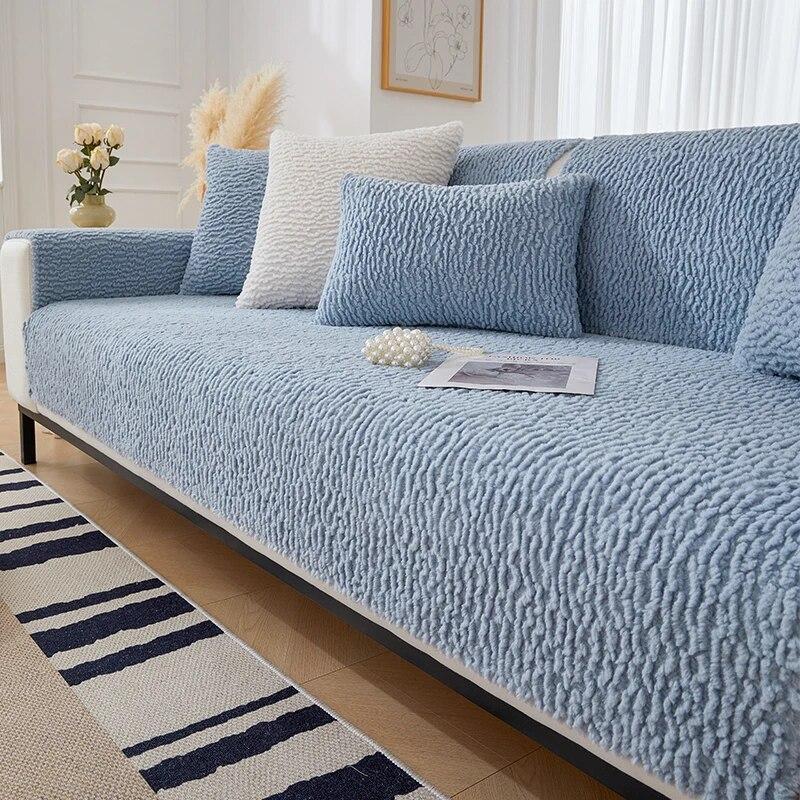 Thicken Warm Sofa Cover Winter Wool Fleece Sofa Mat Towel for Living Room Soft Plush Sofa Slipcovers L Shape Couch Covers Home