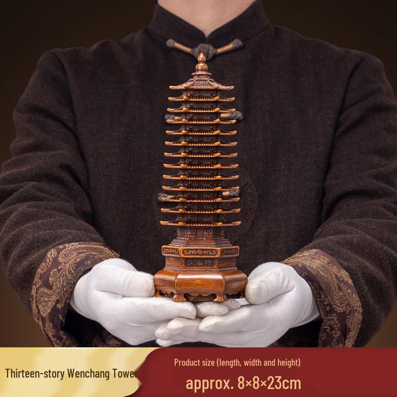 Golden Thirteen-Layer Wenchang Pagoda Figurine