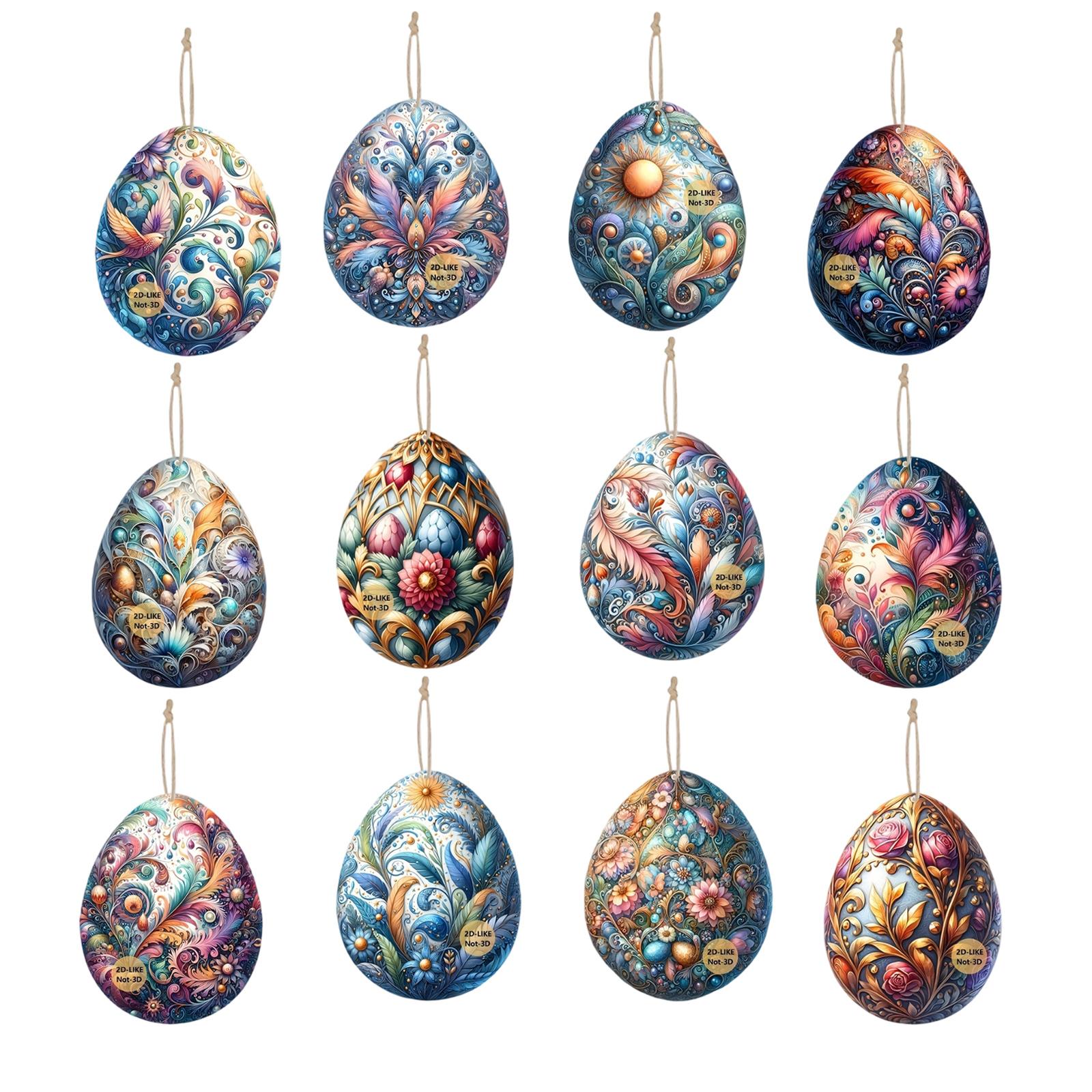 12 Рельефных Деревянных Пасхальных Яиц Праздничные Украшения для Дома