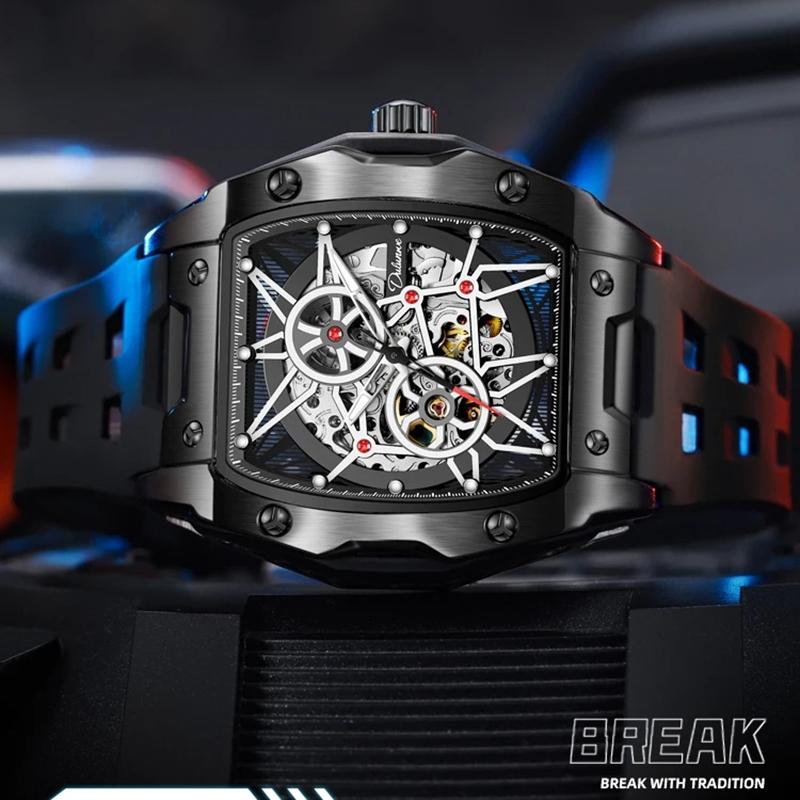 Mens Skeleton Mechanical Automatic Watch Top Brand Luxury Luminous Waterproof Men Watch Gift