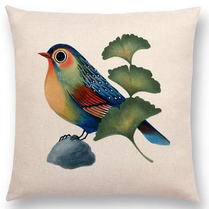 Retro Mystery Watercolor Art Totem Sofa Pillow Case Animals Deer Bear Bird Fish Fox Owl Snake Rabbit Heron Bee Cushion Cover