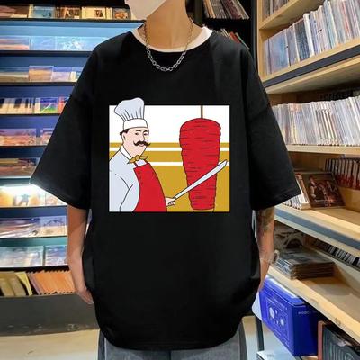 Gorąca sprzedaż Funny Doner Kebab T-shirt z nadrukiem unisex moda uliczna obszerna koszulka unisex kobiety hip-hopowa koszulka Harajuku z czystej bawełny