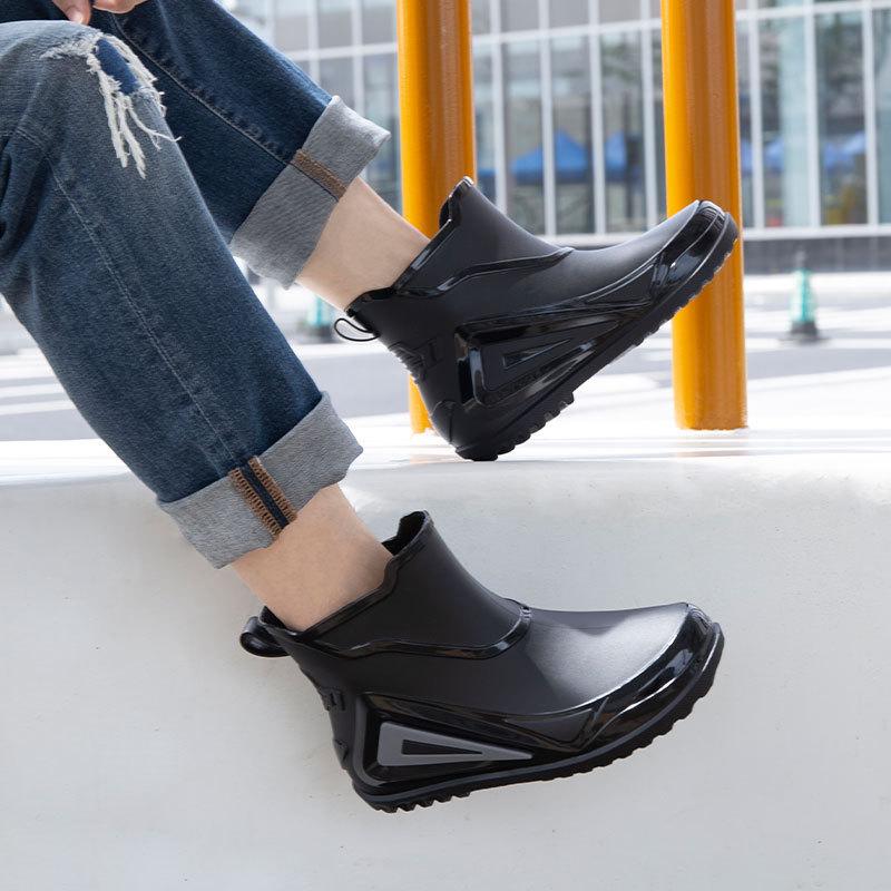 Water shoes trend low-top rain shoes men's fashion outer wear non-slip wear-resistant rain boots rubber shoes waterproof glue shoes