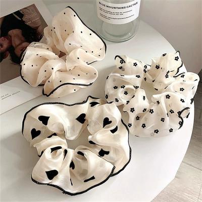 3PCS Large Intestine Hairband Wave Point Temperament Flower Hair Rope Simple Leather Band Female Tie Head Jewelry