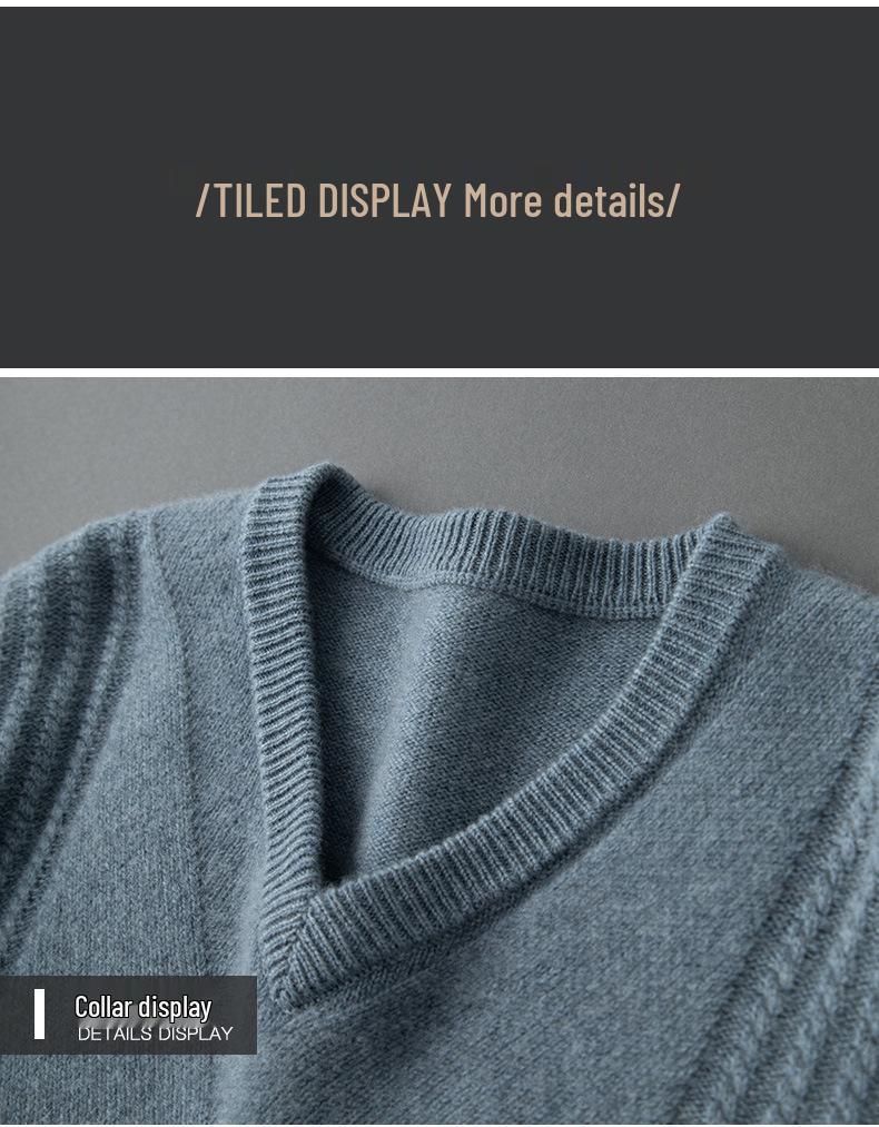 Men's Thickened V-neck Cashmere Sweater - Business Casual Autumn/Winter Jumper