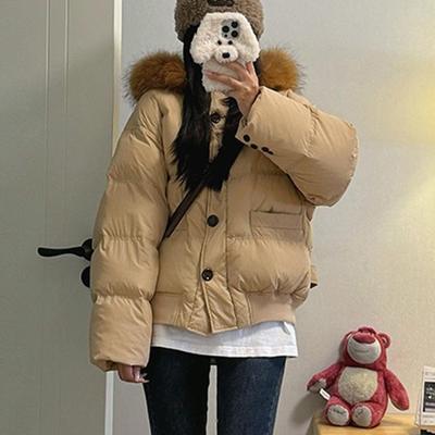New Down Cotton-padded Clothes for Women's Short Thickened and Loose Big Fur-collared Cotton-padded Clothes.