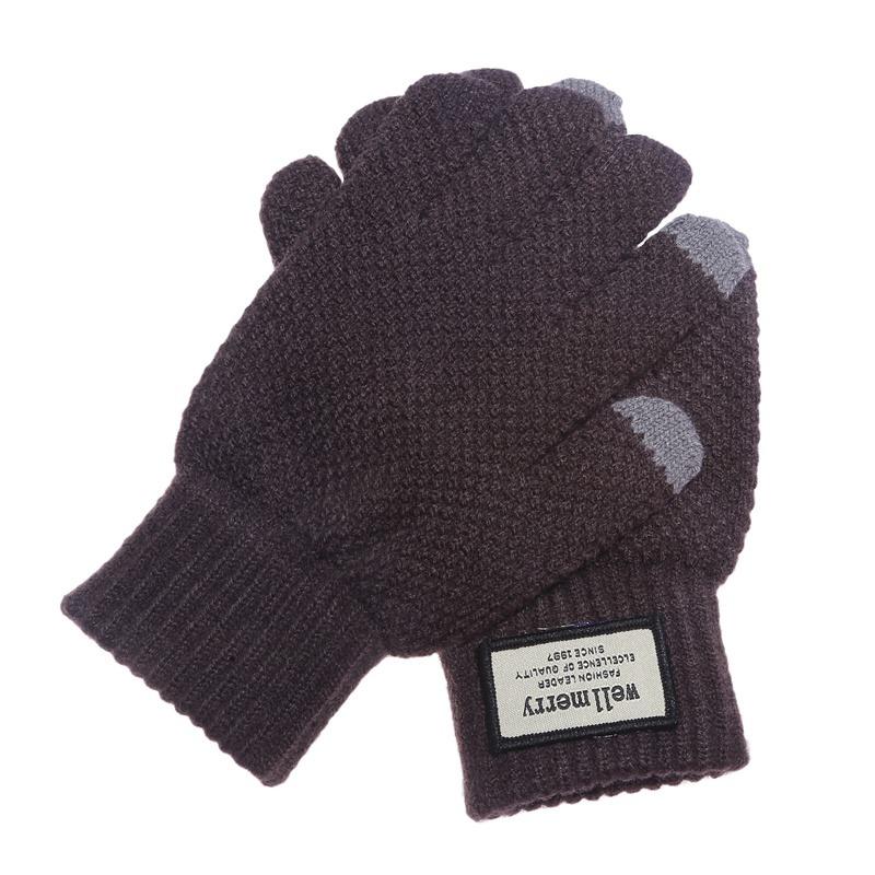 Winter Men Knitted Gloves Touch Screen Cycling Mittens Thicken Warm Wool Cashmere Solid Business Gloves Autumn Winter