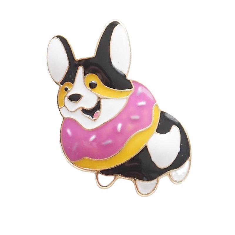 Colorful Enamel Pin of a Cute Corgi Puppy Wearing a Scarf