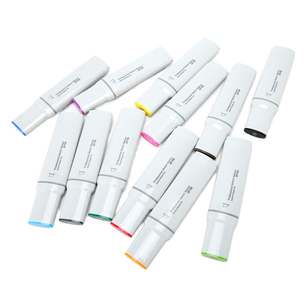 Wide Tip Markers Refillable Ink Even Inking Alcoholic Paint Marker for Paper Plastic Wood Glass 12pcs