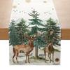 Christmas Table Mat Linen Print Santa elk Table Runner Christmas Decor Snowman Xmas Tree Pattern Tablecloth Home Xmas Ornaments