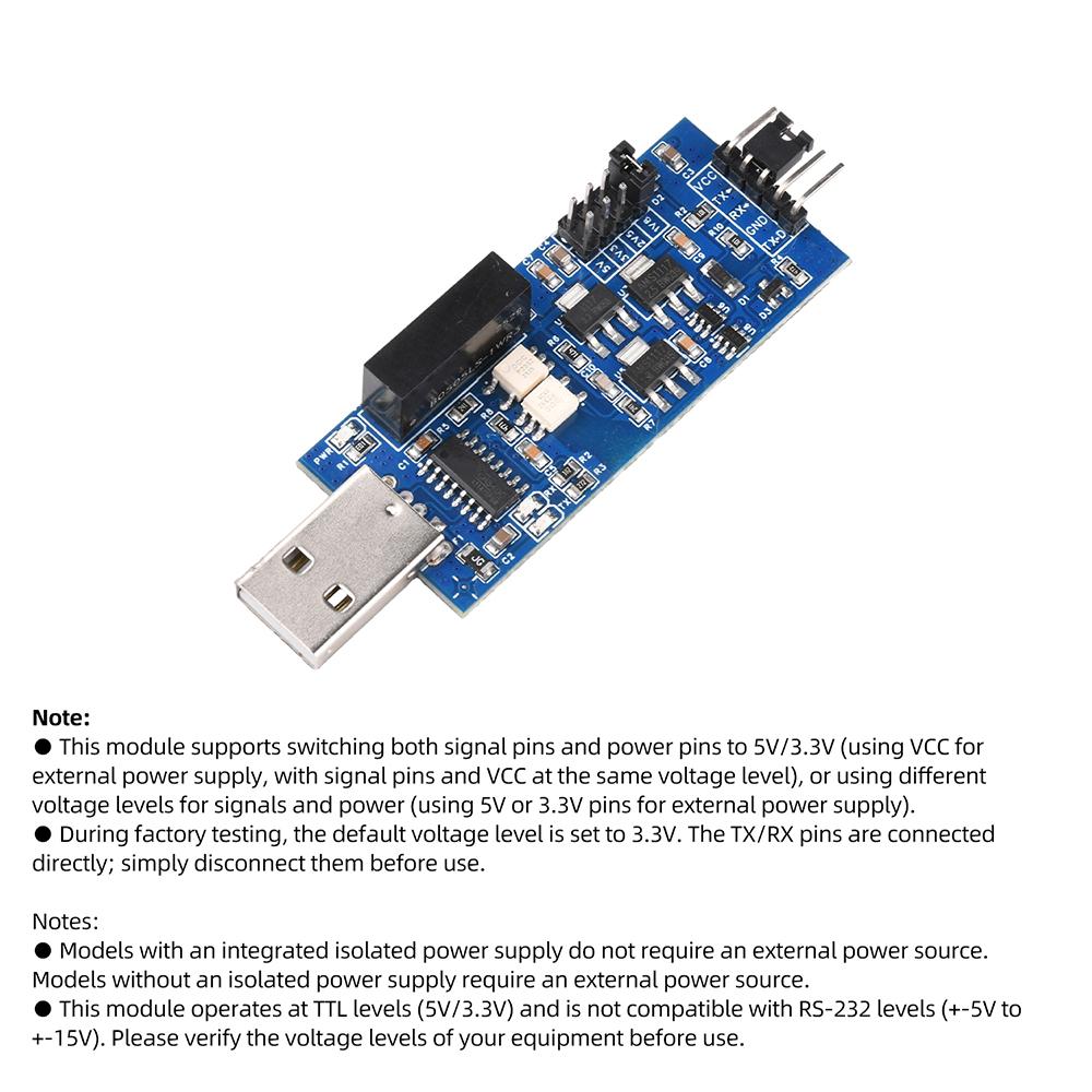 CH340 Opto-Isolated USB To TTL Serial Module 4-Level 5V/3.3V/2.5V/1.8V High Compatibility Stable Programming for Industrial