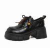 Women's leather shoes 2026 new autumn and winter thick heeled black small leather shoes versatile thick soled loafers for women