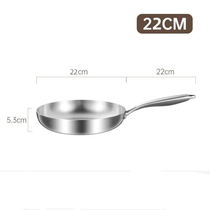 JUSTINLAU Stainless Steel Frying Pan Non-stick Steak Skillets Durable Scratch-resistant Woks for Gas Stove and Induction Cooker