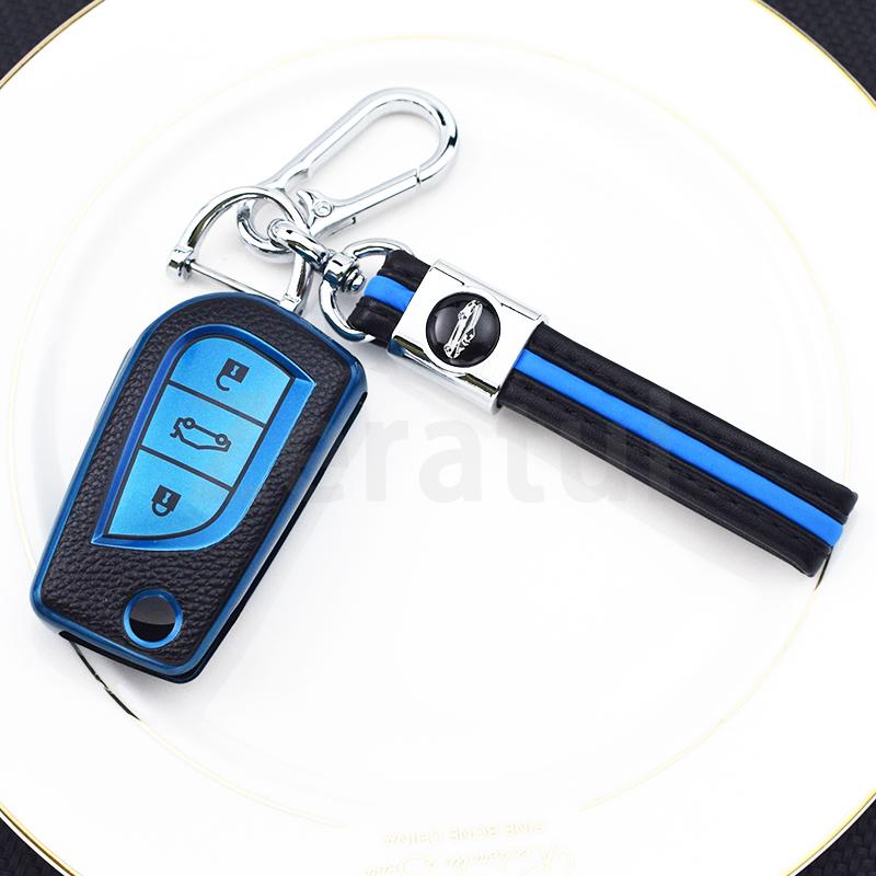 TPU Leather Car Key Cover Case Shell for Toyota Auris Corolla Avensis Verso Yaris Aygo Scion TC IM Camry RAV4 Forturner Hilux
