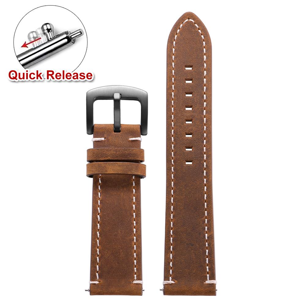 Vintage Brown Calfskin Leather Watch Band Quick Release Watch Strap 18mm 19mm 20mm 22mm 24mm Smartwatch Bracelet Belt for Omega