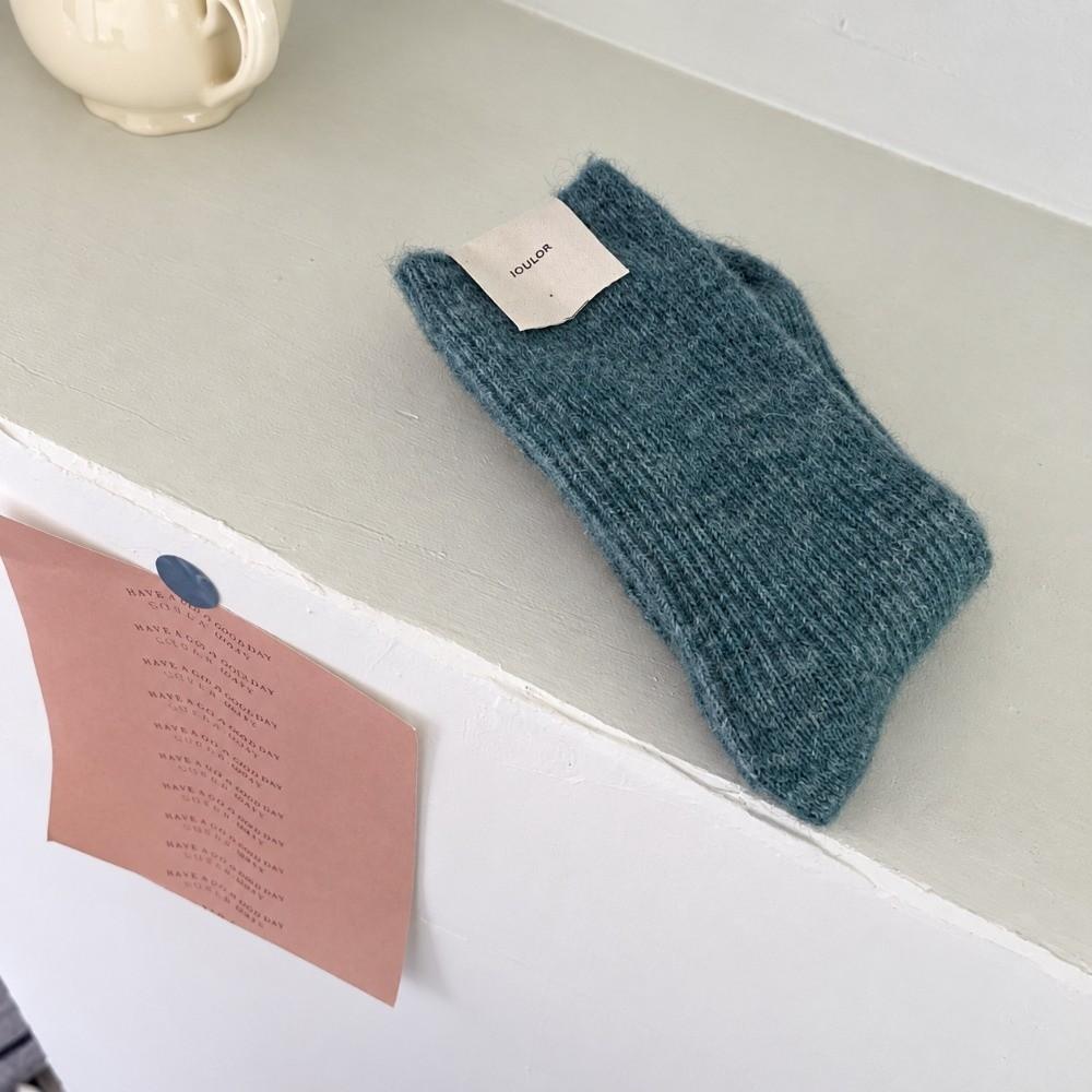 Solid Color Thick Wool Socks Double Needle Crew Socks Warm Merino Wool Socks  For Women