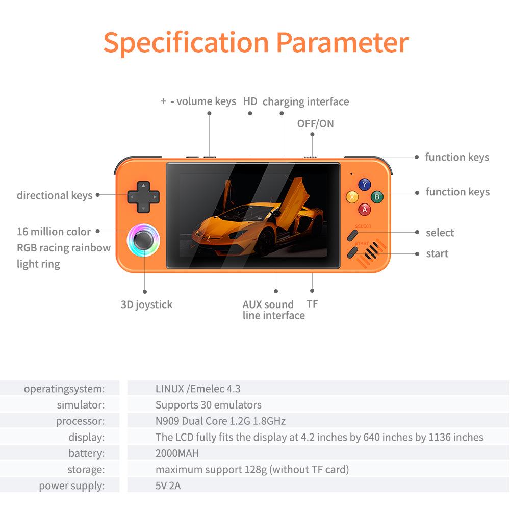 Retro M41 Handheld Game Console: 4.2" HD IPS Screen, Open Source, Nostalgic Portable Controller