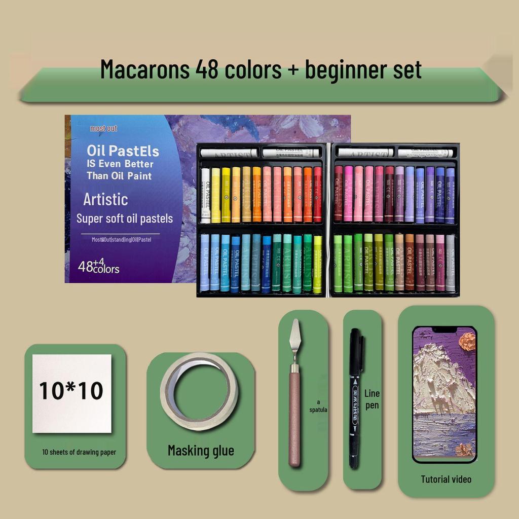 48-Color Super Soft Oil Pastels Set with Scraper - Child's Painting Kit
