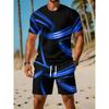 Fashion Men's Abstract Suit 3D Casual Color Printing Summer T-shirt Shorts Simple