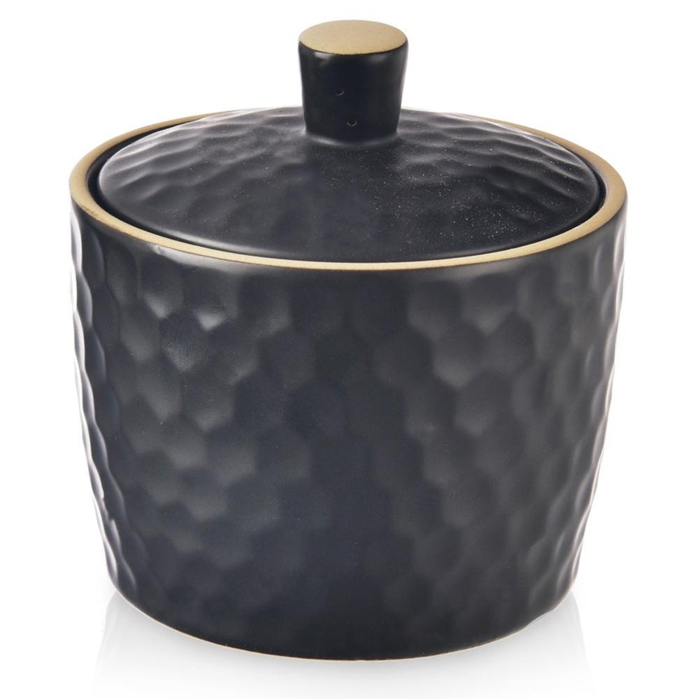 Schwarze Keramik Zuckerdose TEA TIME 320 ml