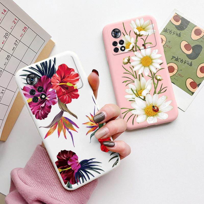 For Poco X4 Pro 5G M4Pro Cover Funda Vintage Flower Leave Protective Cover TPU Capa For Xiaomi Poco X4 Pocox4 X 4 M4 Pro Coque
