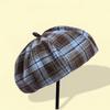 Women S Artistic Plaid Beret Japanese Style Autumn Winter Sweet Fashion Hat