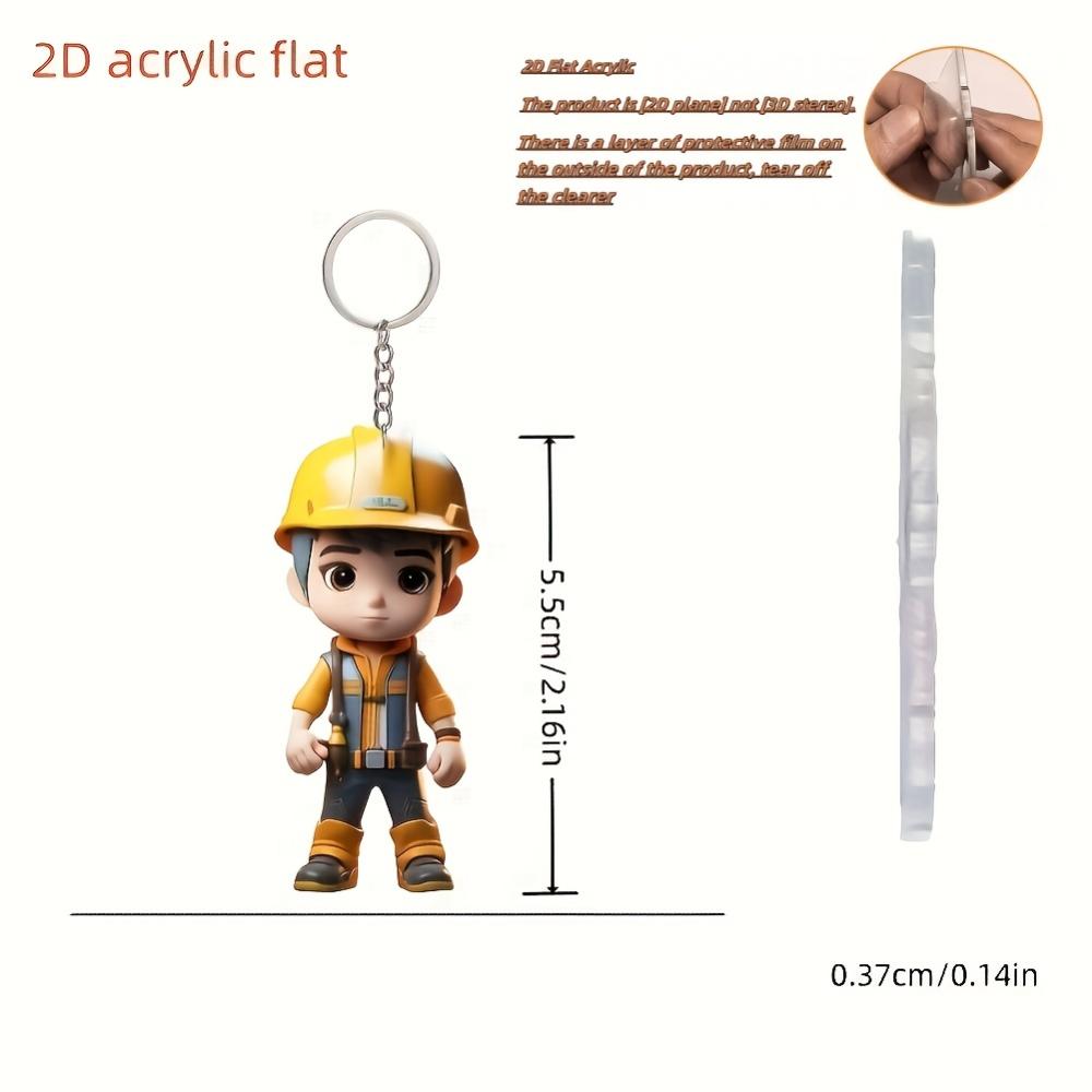 Cute Engineer, 2D Flat Acrylic, Pendant, Suitable for Backpack, Keychain, Gifts, Christmas, Halloween