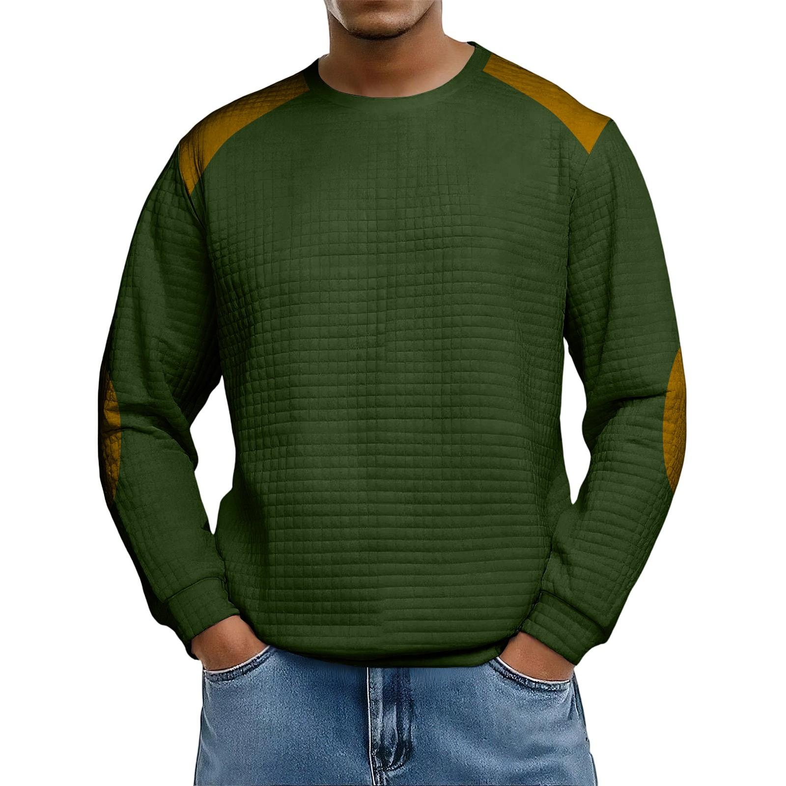 

Men s Loose-fitting Casual Waffle-weave Neck Long-sleeved Top XXL