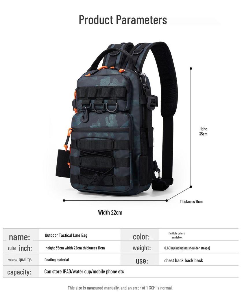 A1R Fishing Gear Backpack: Waterproof, Multifunctional, Large-Capacity Crossbody and Chest Bag.