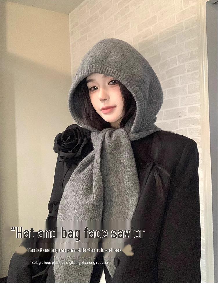 Strickmütze & Schal-Kombination im koreanischen Stil: Warme Winter-Sturmhaube mit Ohrenschutz