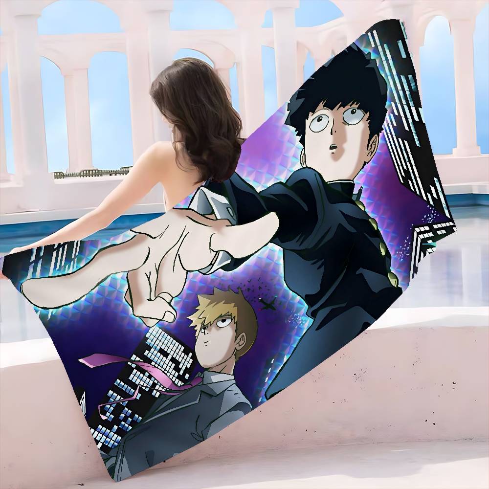 Anime Mob P-Psycho 100 Anime Beach Swimming Towel Soft Absorbent Washcloth Children's Gifts for Kids Travel Camping Gym