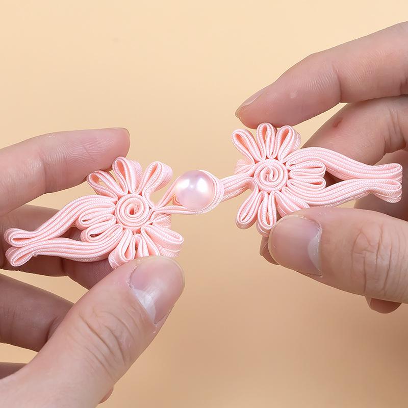 5 Pair Chinese Bowknot Buttons Satins Fabric Closures Button DIY Craft for Cheongsam Chinese