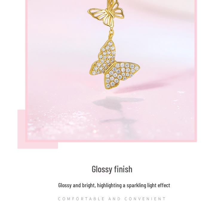 Double Butterfly S925 Sterling Silver Necklace - Elegant Tassel Clavicle Chain for Women