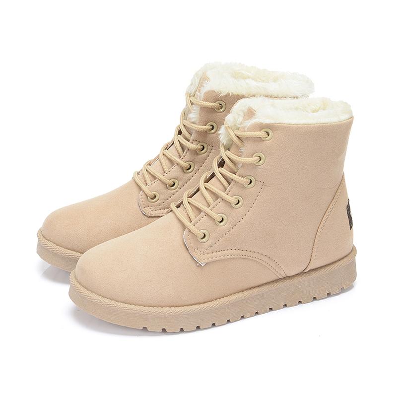 Women's Winter Snow Boots Warm Lace Up Women's Cotton Boots Fur Suede Ankle Boots Non-slip Comfortable High Top Boot Botas Mujer