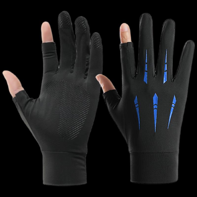 Men s Summer Ice Silk Fingerless Driving & Fishing Gloves One Size
