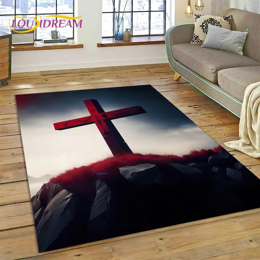 New 3D Pray Holy Bible Cross Jesus Carpet Rug for Bedroom Living Room Home Sofa Decoration,Children Game Large Decor Floor Mat