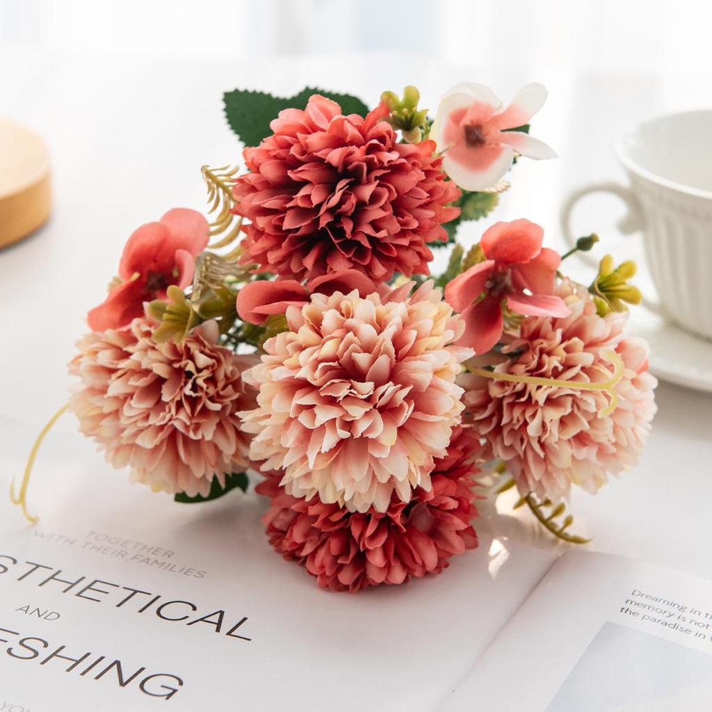 Chrysanthemum Silk Bouquet - Autumn Colors for Home or Wedding Decor