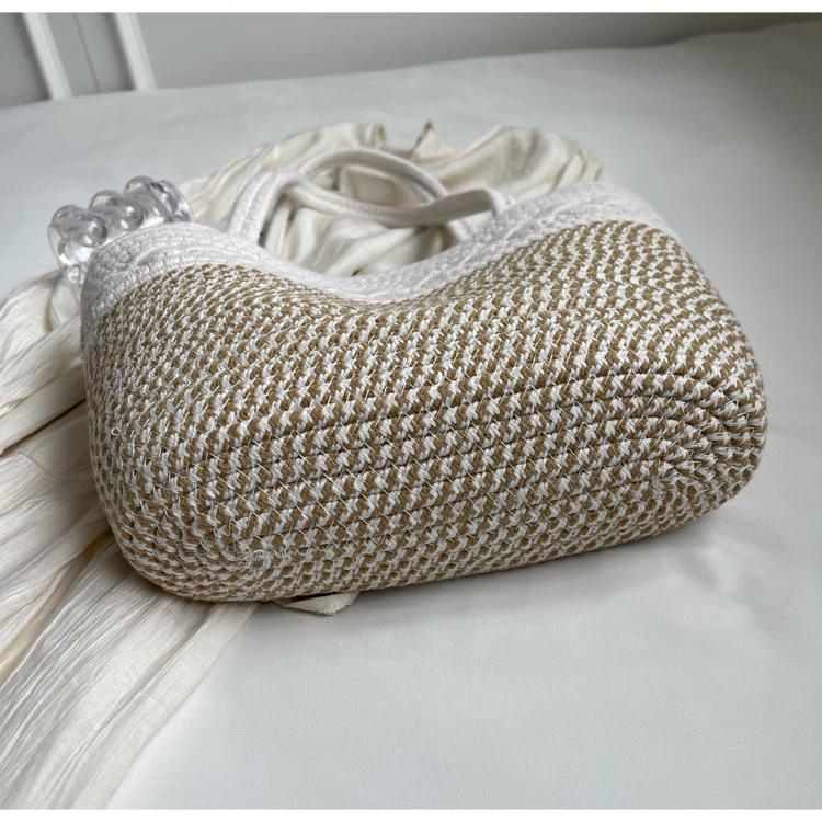 Casual shoulder large capacity bag rope striped design small fresh bag portable tote bag Han Fan fashion