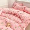 Class A Mother and Baby Grade Cotton Four-piece Set Pure Cotton Ins Style Cartoon Small Fresh Pure Cotton Quilt Cover Bedding