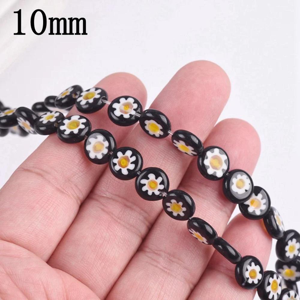 

40/50pcs Many Colors Mixed Flat Round 8mm 10mm Flower Patterns Millefiori Glass Loose Crafts Beads Lot For DIY Jewelry Making Findings 10mm-40pcs
