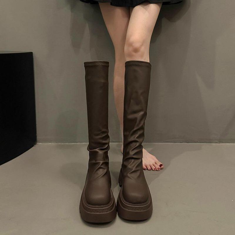 Spice girl boots new muffin thick-soled tall tube elastic boots knight taller small thin boots