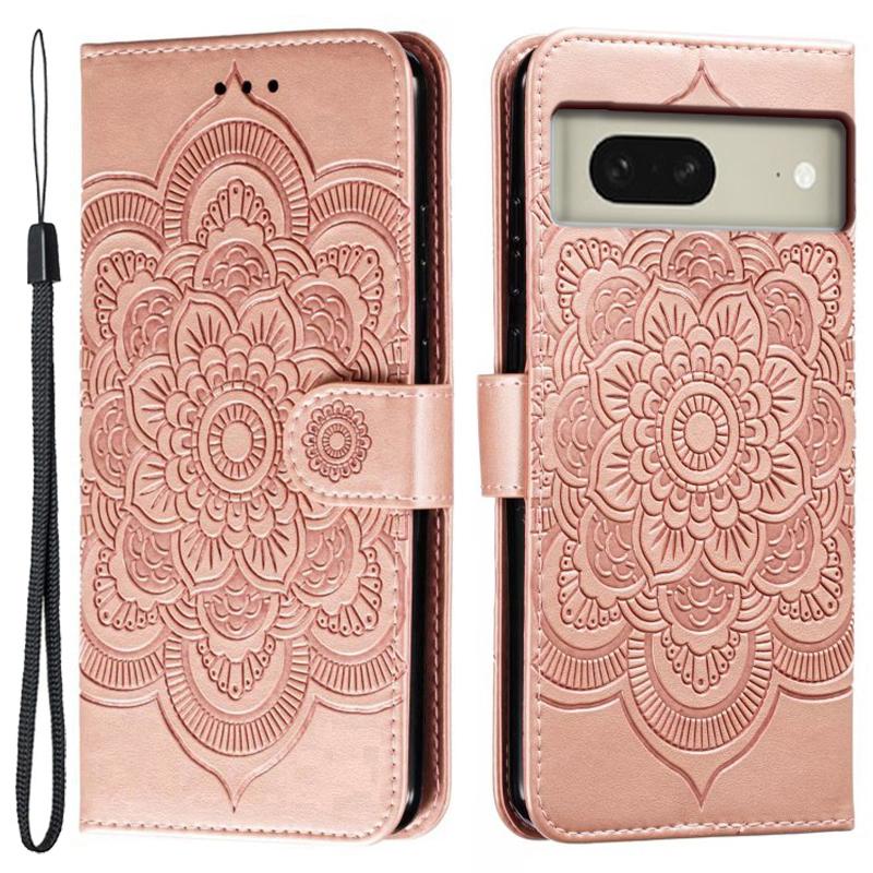 For Google Pixel 8 Case PU Leather Mandala Imprinted Design Wallet Phone Cover