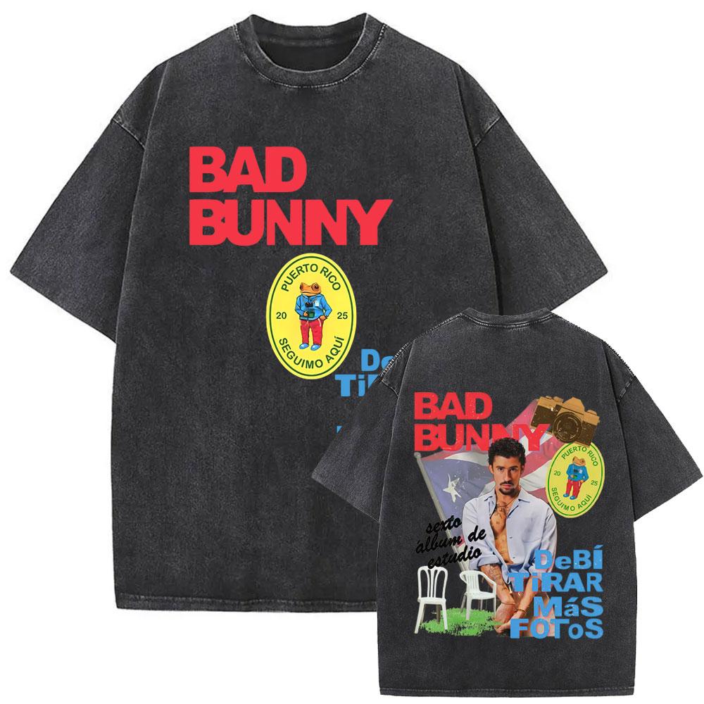 Стирка Винтажная Рэпер Bad Bunny DeBi TiRAR MaS ФОТОС DTMF Графическая Футболка Мужская Хип-Хоп Мода Футболка Высококачественная Хлопковая Футболка S разноцветный